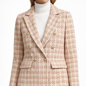 Rachel Zoe Orange & White Tweed Blazer